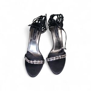 Wild Rose Black Heels with Rhinestone Embellishments